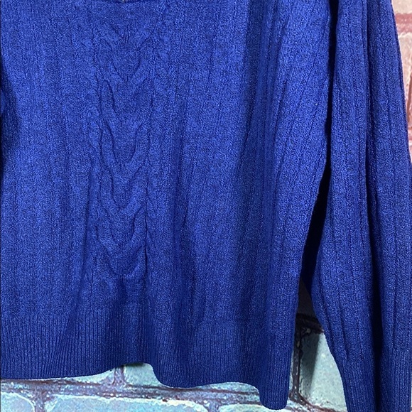 St. John’s Bay Royal Blue Women's 2X Quarter Zip Pullover Sweater Knit Mock Neck - Picture 4 of 10